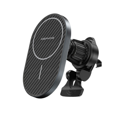Keephone KPW-081 Kevlar Seanova 2in1 360 Derece Ayarlanabilir 15W Kablosuz Şarj Destekli Manyetik Magsafe Telefon Tutucu