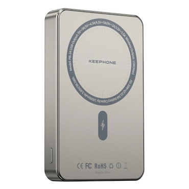 Keephone PB34 Lucci 10.000 mAh 20W Type-C 22.5W USB QC 15W Kablosuz Şarj PD Magsafe Powerbank - Titanyum