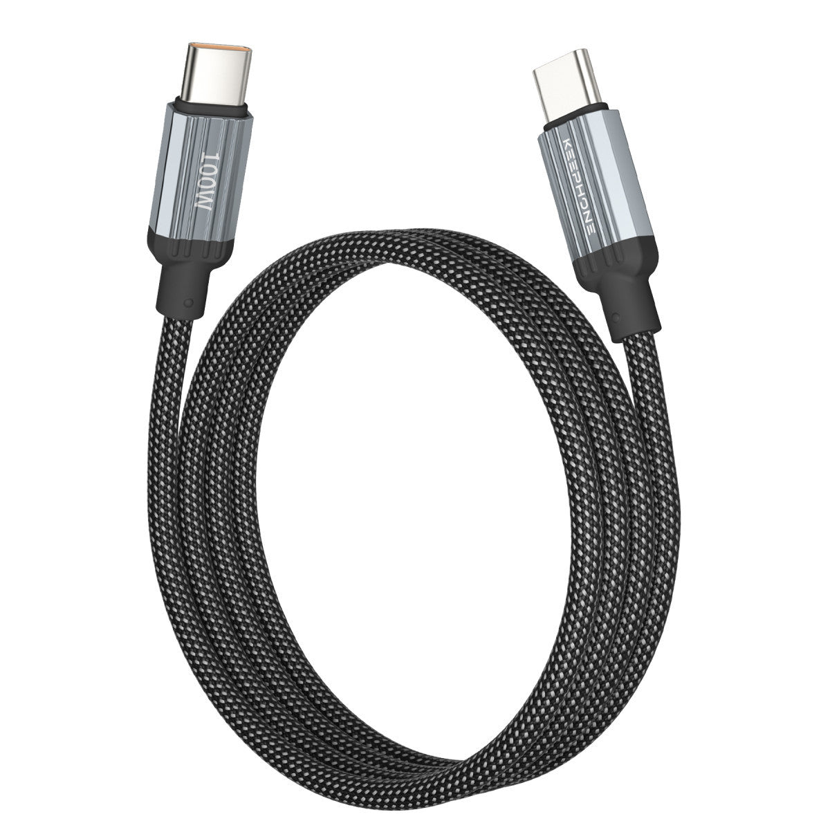 Keephone Magcoil 1M 100W Örgülü Type-C to Type-C Mıknatıslı PD Hızlı Şarj Data Kablosu