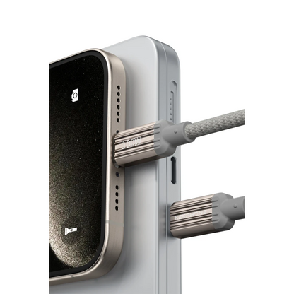 Keephone Magcoil 1M 100W Örgülü Type-C to Type-C Mıknatıslı PD Hızlı Şarj Data Kablosu - Titanyum