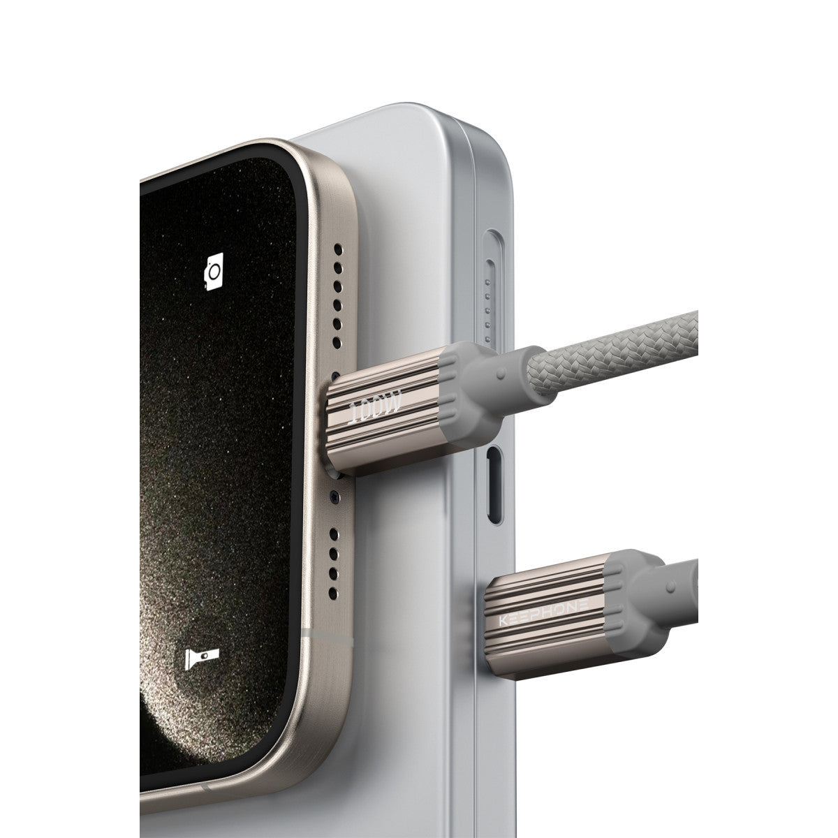Keephone Magcoil 1M 100W Örgülü Type-C to Type-C Mıknatıslı PD Hızlı Şarj Data Kablosu