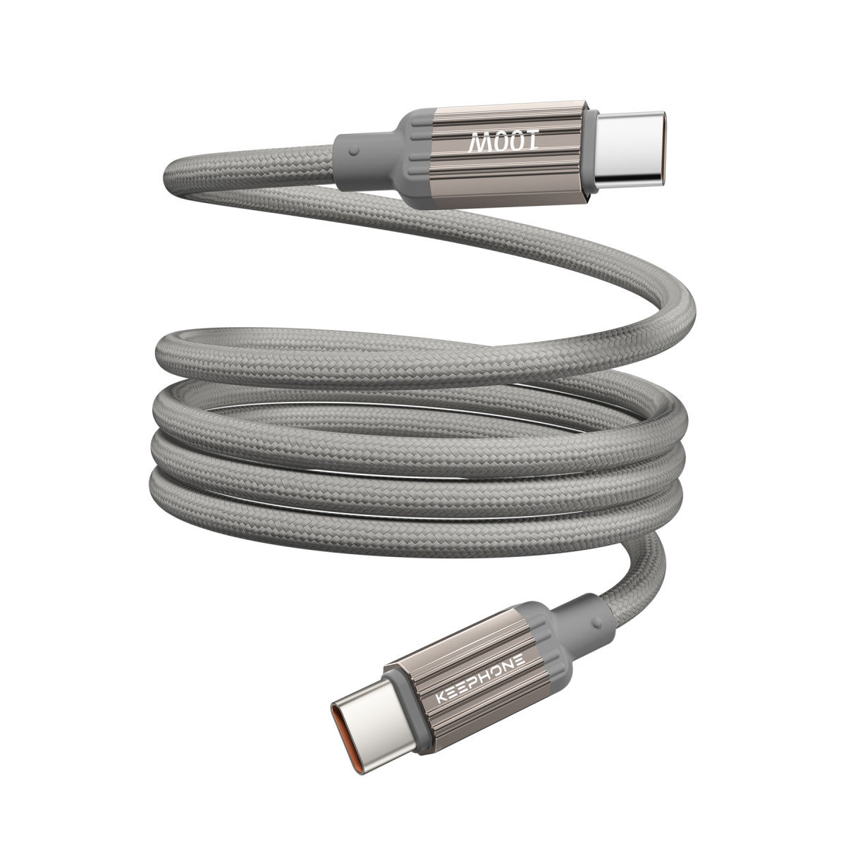 Keephone Magcoil 1M 100W Örgülü Type-C to Type-C Mıknatıslı PD Hızlı Şarj Data Kablosu