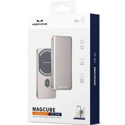 Keephone PB36 MagCube 5.000 mAh Type-C 20W PD Magsafe Destekli Powerbank - Koyu Gri