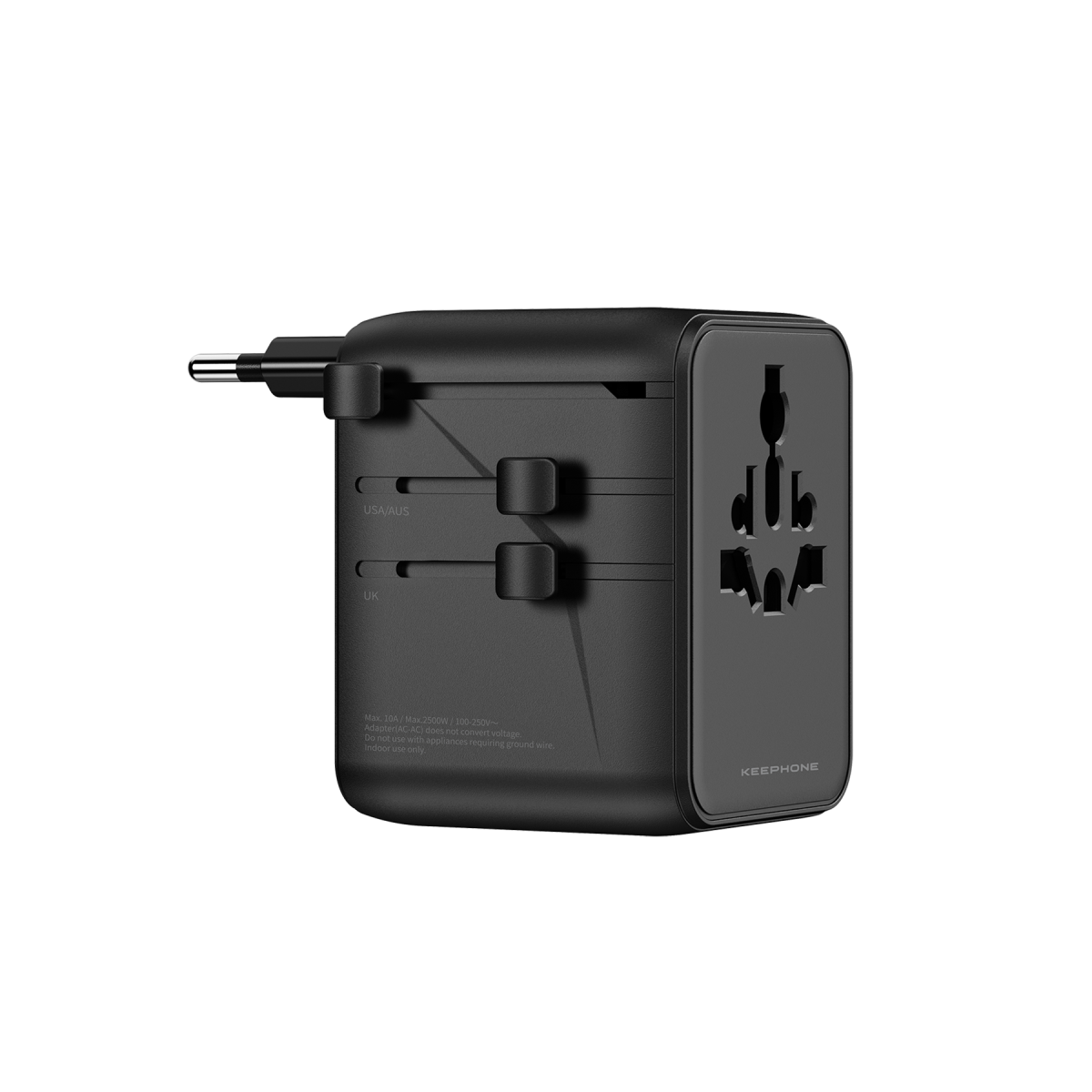 Keephone Marco 45W GaN III 6 Portlu 4 Fişli Akım Korumalı Uluslararası Şarj Aleti