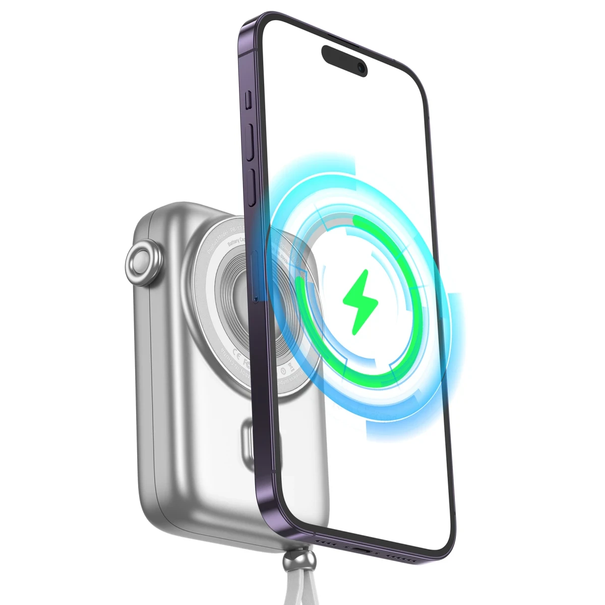 Keephone PB17 MagEasy 10.000 mAh 20W Type-C 20W Lightning 22.5W USB 15W Kablosuz Şarj PD Magsafe Powerbank - Gümüş