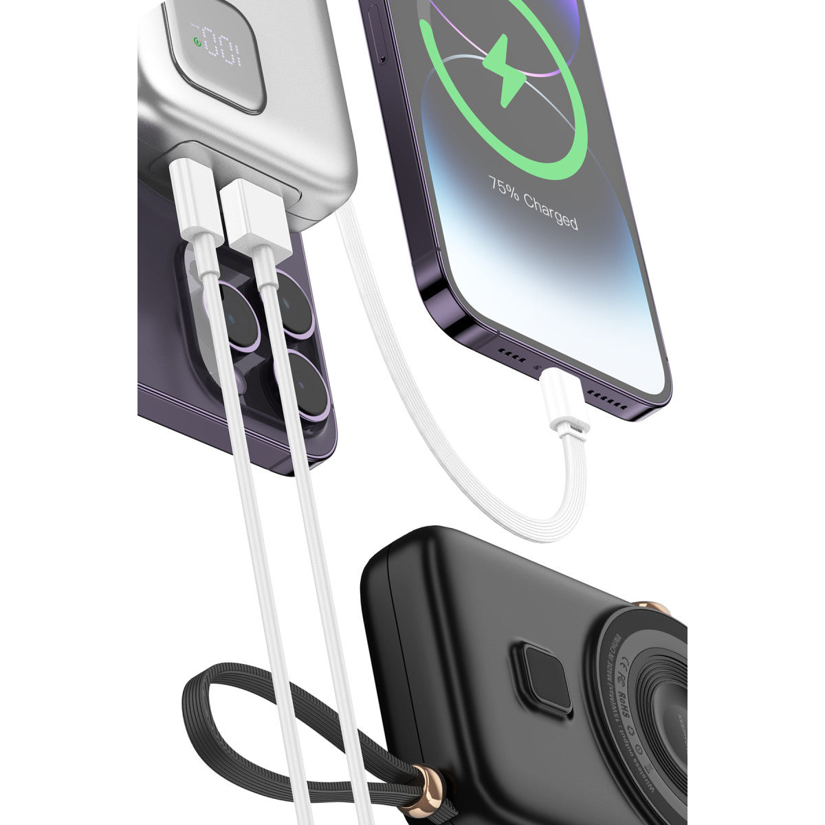 Keephone PB17 RapidPower 10.000 mAh 20W Type-C 20W Lightning 22.5W USB 15W Kablosuz Şarj PD Magsafe Powerbank