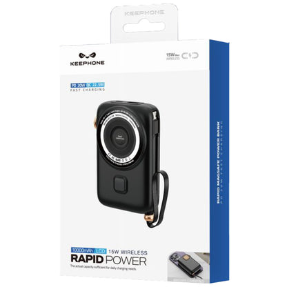 Keephone PB17 RapidPower 10.000 mAh 20W Type-C 20W Lightning 22.5W USB 15W Kablosuz Şarj PD Magsafe Powerbank