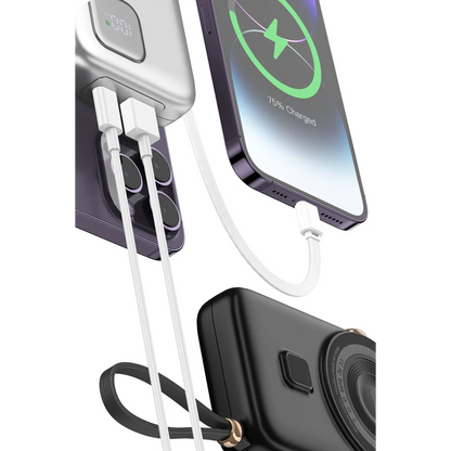 Keephone PB17 MagEasy 10.000 mAh 20W Type-C 20W Lightning 22.5W USB 15W Kablosuz Şarj PD Magsafe Powerbank - Siyah