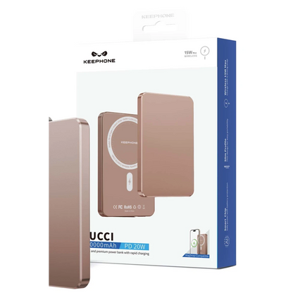 Keephone PB33 Lucci 5.000 mAh 20W Type-C 15W Kablosuz Şarj PD Magsafe Powerbank - Çöl Titanyum
