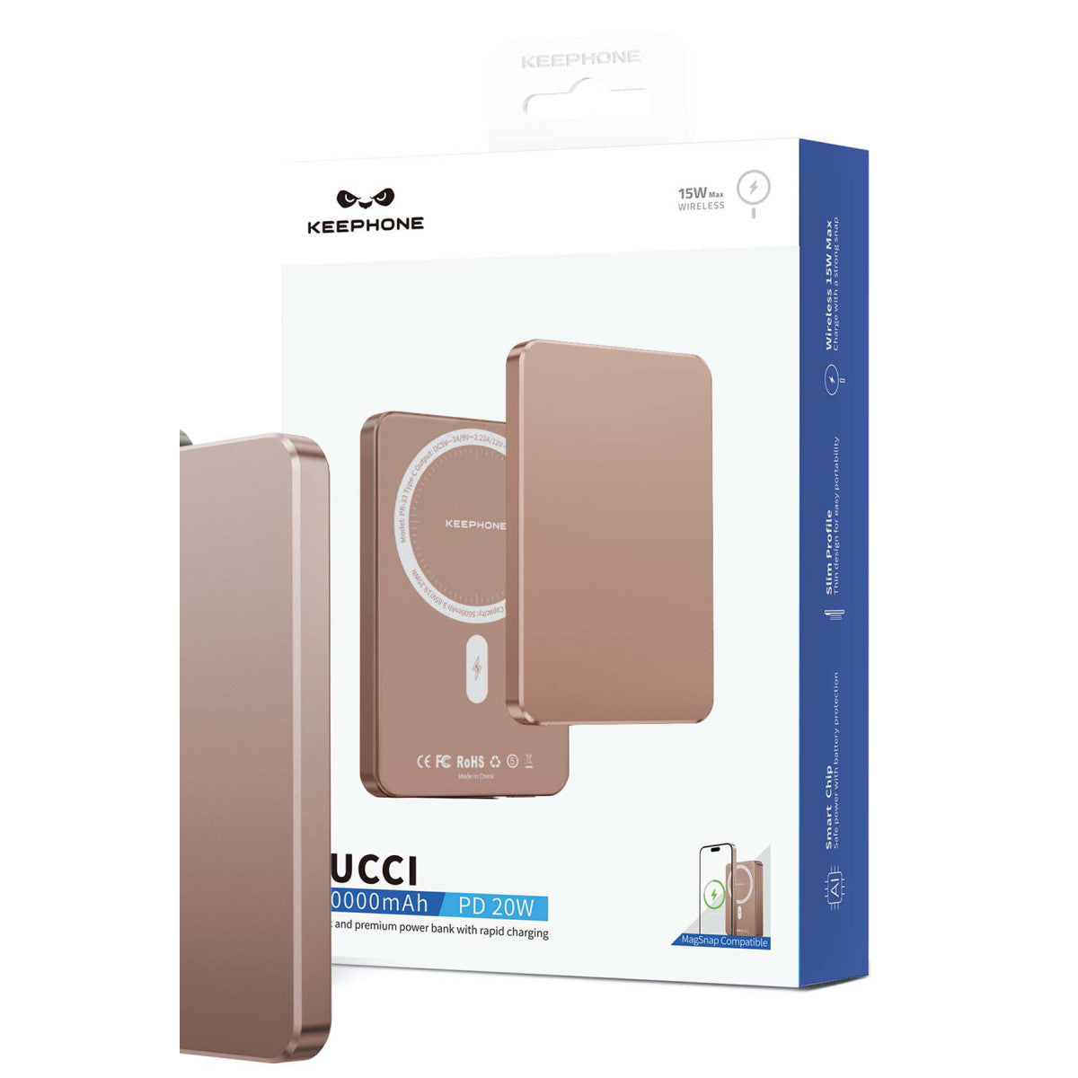 Keephone PB33 Lucci 5.000 mAh 20W Type-C 15W Kablosuz Şarj PD Magsafe Powerbank