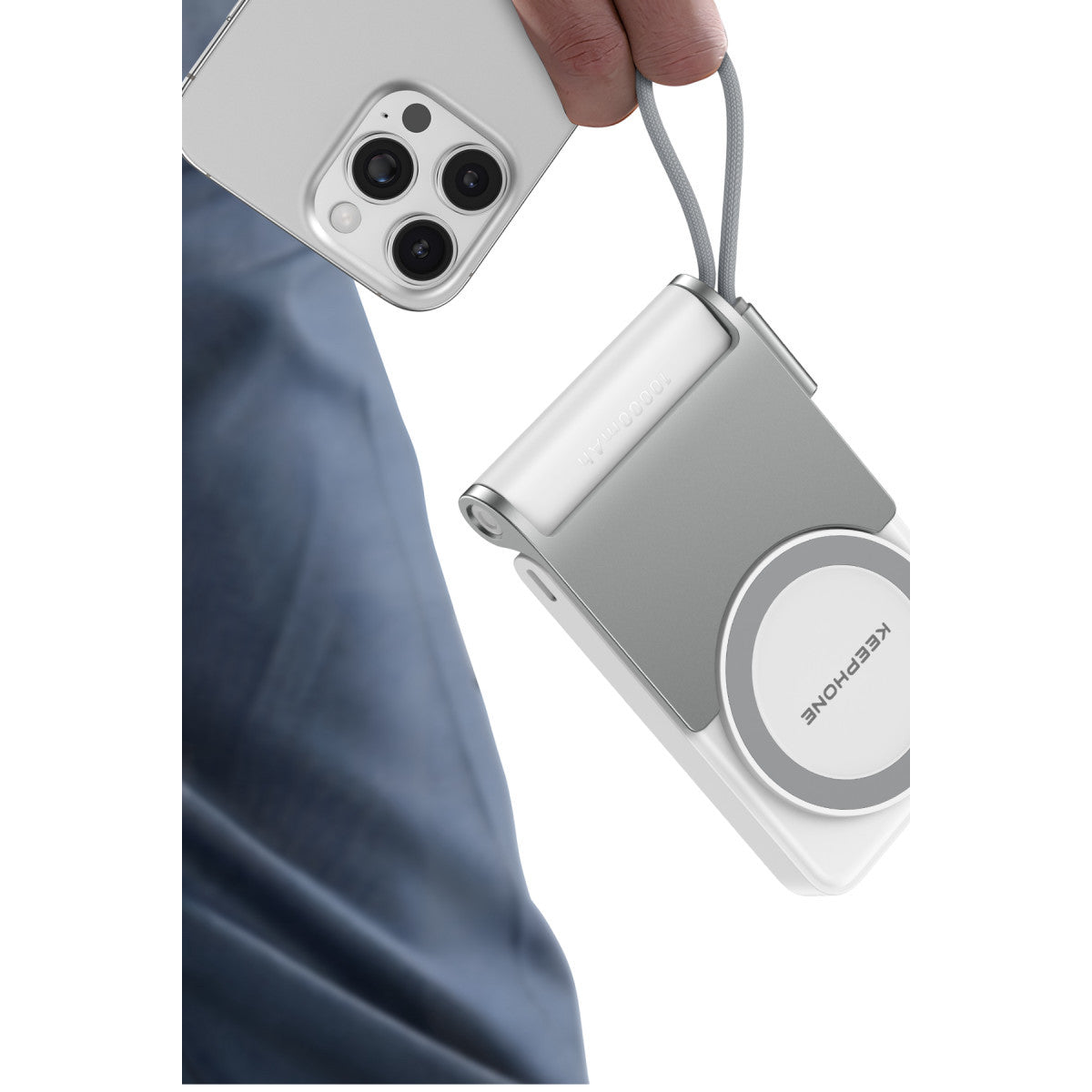 Keephone PB45 Hotta 10.000 mAh 22.5W Dahili Type-C Kablolu 15W Kablosuz Şarj Destekli Standlı PD Magsafe Powerbank