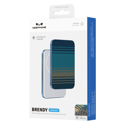 Keephone PB50 Brendy Kevlar 5.000 mAh 20W Type-C ve 15W Kablosuz Şarj Destekli Magsafe Powerbank