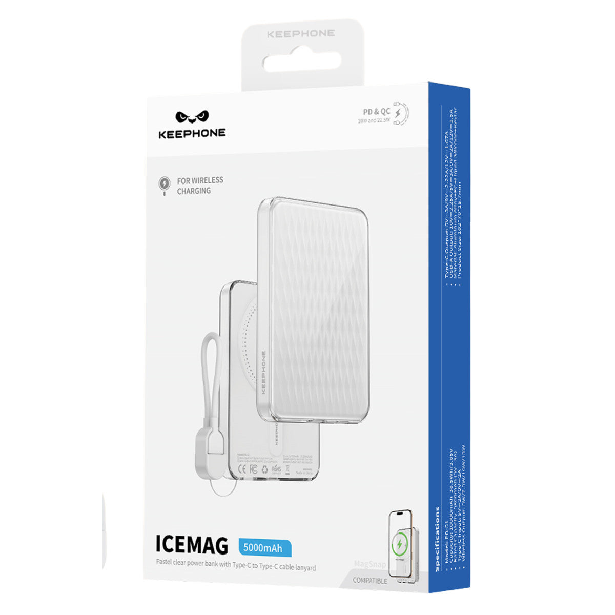 Keephone PB52 IceMag 5.000 mAh Type-C 20W PD Magsafe Destekli Powerbank