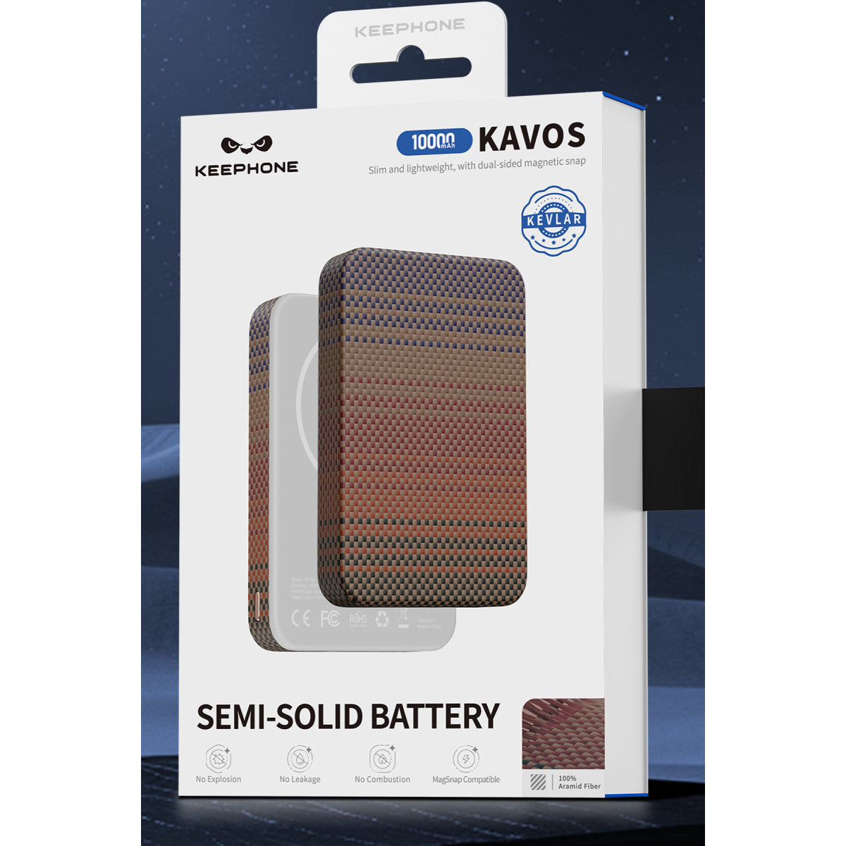 Keephone PB56 Kavos Kevlar 10.000 mAh 20W Type-C ve Semi Solid Destekli Powerbank