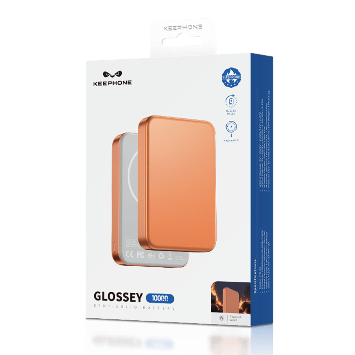 Keephone PB60 Glossey 10.000 mAh 22.5W USB 20W Type-C ve 15W Kablosuz Şarj Semi Solid Destekli Magsafe Powerbank