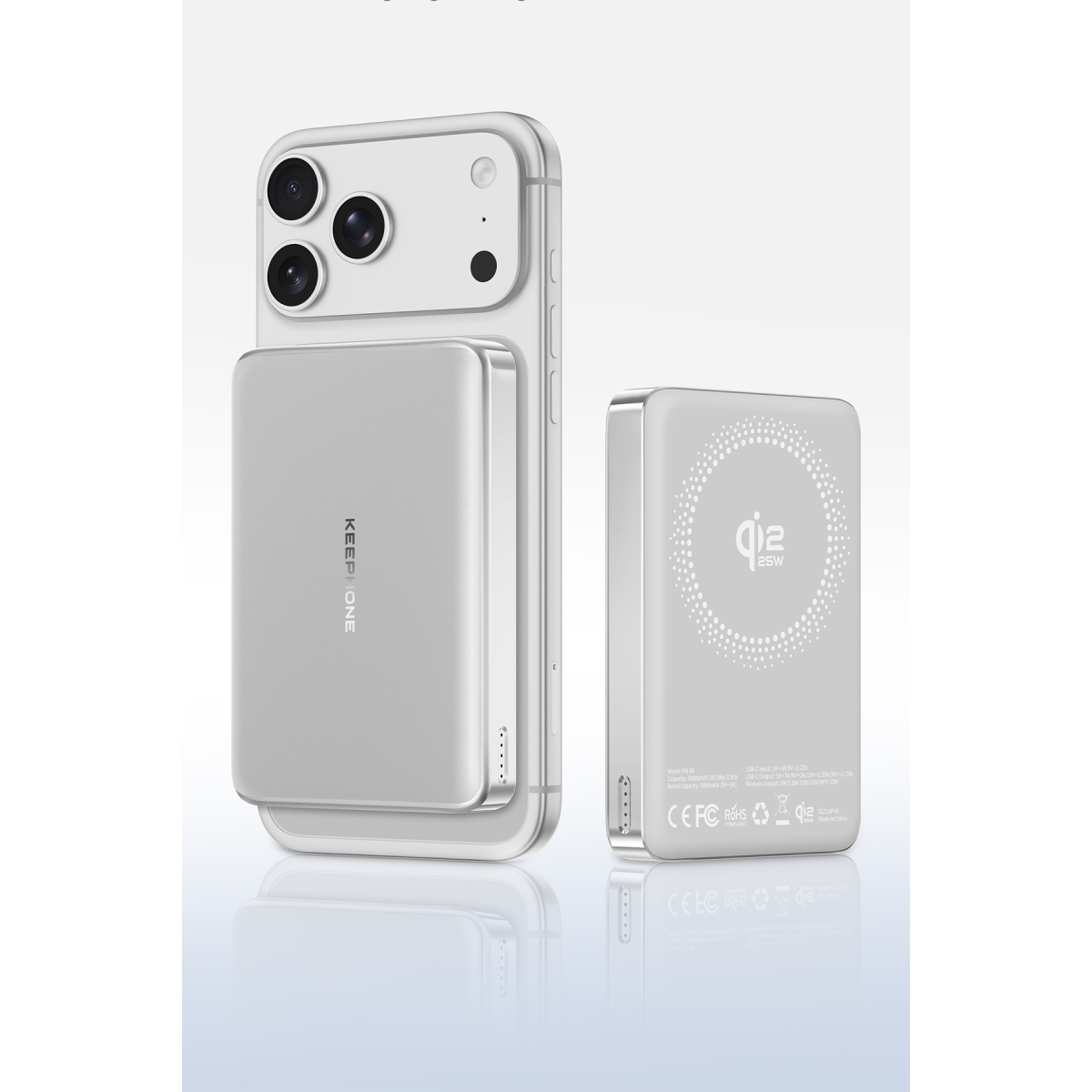 Keephone PB68 Shanks 10.000 mAh 25W Qi2 MagSafe ve Semi Solid Destekli Powerbank