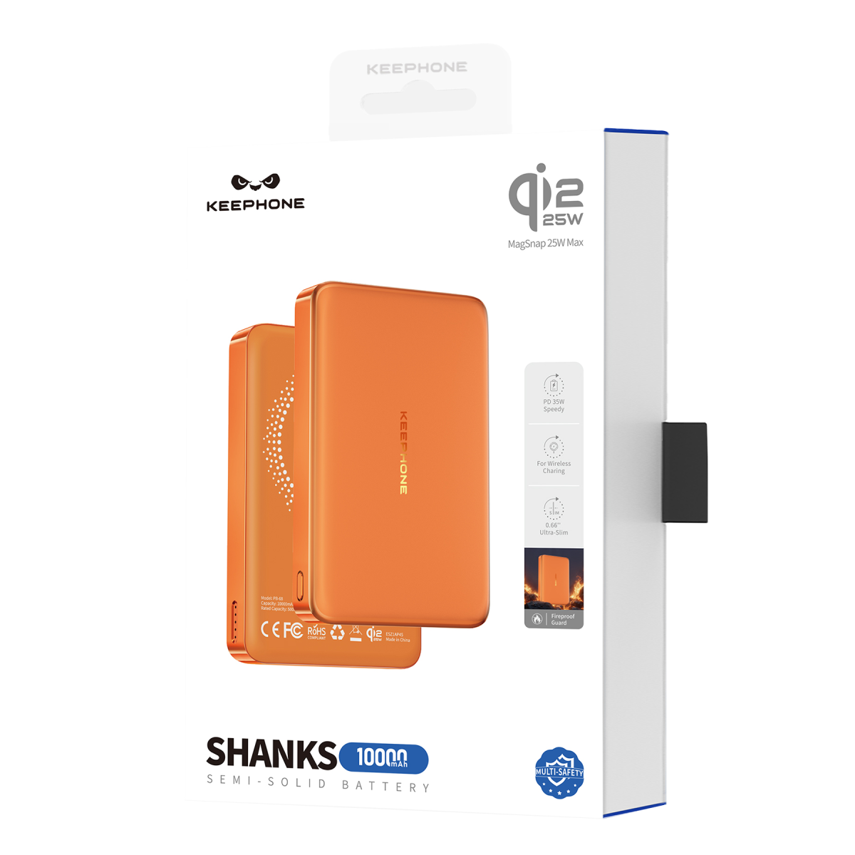 Keephone PB68 Shanks 10.000 mAh 25W Qi2 MagSafe ve Semi Solid Destekli Powerbank