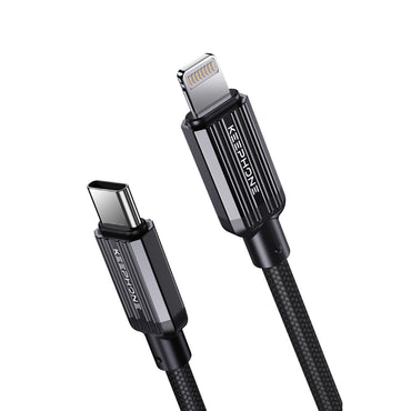 Keephone Pitta 1.2M 27W Örgülü Type-C to Lightning PD Hızlı Şarj Data Kablosu