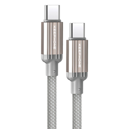 Keephone Pitta 1.2M 60W Örgülü Type-C to Type-C PD Hızlı Şarj Data Kablosu - Titanyum