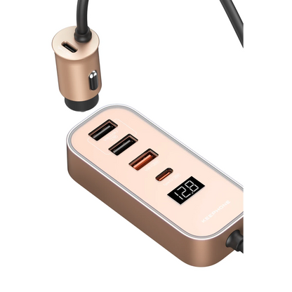 Keephone RevAmp CC14 2 Adet 17W USB 1 Adet 30W USB ve 1 Adet 30W Type-C Çıkışlı PD Hızlı Araç Şarj - Çöl Titanyum