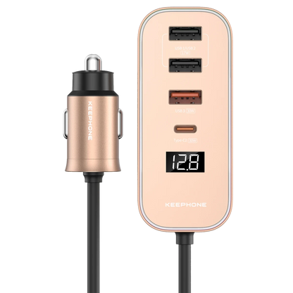 Keephone RevAmp CC14 2 Adet 17W USB 1 Adet 30W USB ve 1 Adet 30W Type-C Çıkışlı PD Hızlı Araç Şarj - Çöl Titanyum