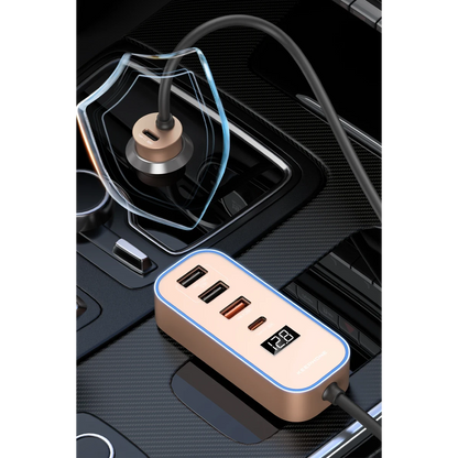 Keephone RevAmp CC14 2 Adet 17W USB 1 Adet 30W USB ve 1 Adet 30W Type-C Çıkışlı PD Hızlı Araç Şarj - Çöl Titanyum