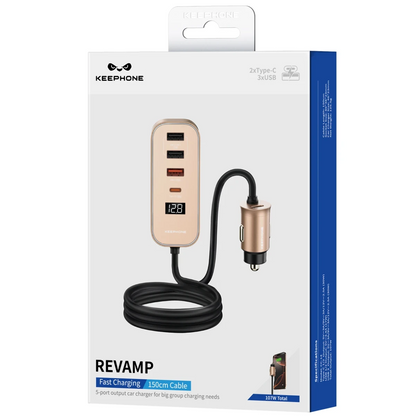 Keephone RevAmp CC14 2 Adet 17W USB 1 Adet 30W USB ve 1 Adet 30W Type-C Çıkışlı PD Hızlı Araç Şarj - Çöl Titanyum