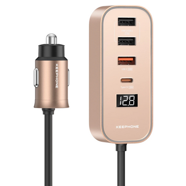 Keephone RevAmp CC14 2 Adet 17W USB 1 Adet 30W USB ve 1 Adet 30W Type-C Çıkışlı PD Hızlı Araç Şarj - Çöl Titanyum