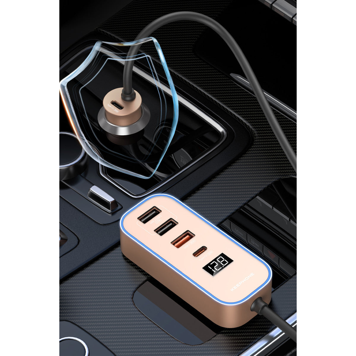 Keephone RevAmp CC14 2 Adet 17W USB 1 Adet 30W USB ve 1 Adet 30W Type-C Çıkışlı PD Hızlı Araç Şarj