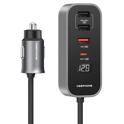 Keephone RevAmp CC14 2 Adet 17W USB 1 Adet 30W USB ve 1 Adet 30W Type-C Çıkışlı PD Hızlı Araç Şarj - Koyu Gri