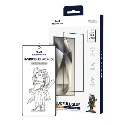 Keephone Samsung Galaxy S24 Ultra Delux Full Glue 2.5D Cam Ekran Koruyucu - Siyah