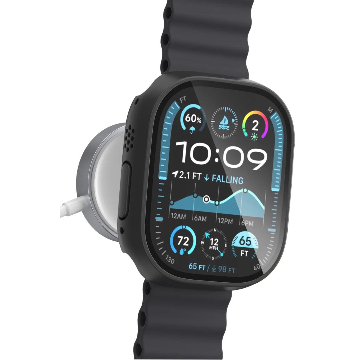 Keephone Apple Watch 46mm 360X Defense Camlı Kasa Ekran Koruyucu - Titanyum