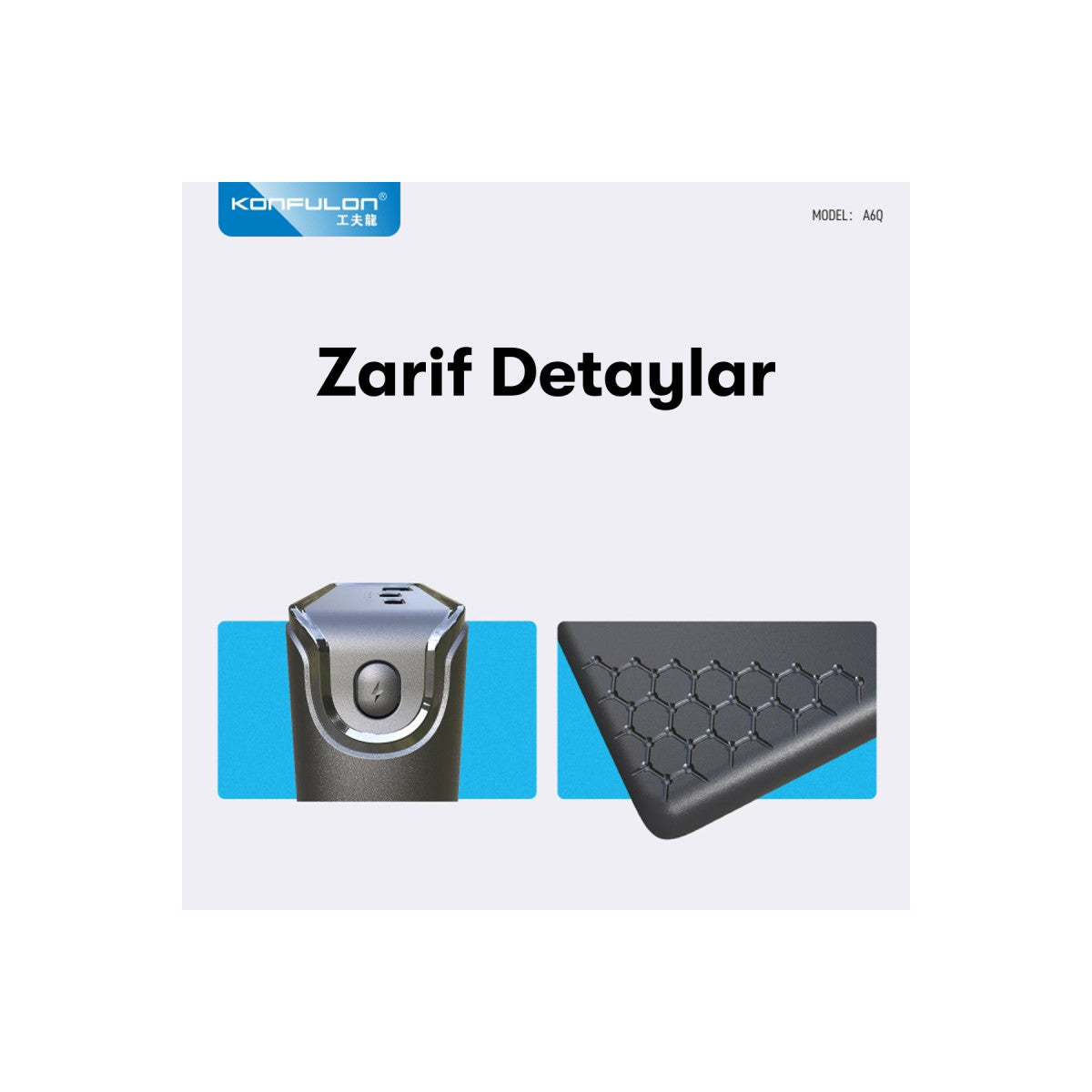 Konfulon A6Q 22.5W Usb 3.0 ve 20W Type-C Çıkışlı 10.000 mAh PD Powerbank