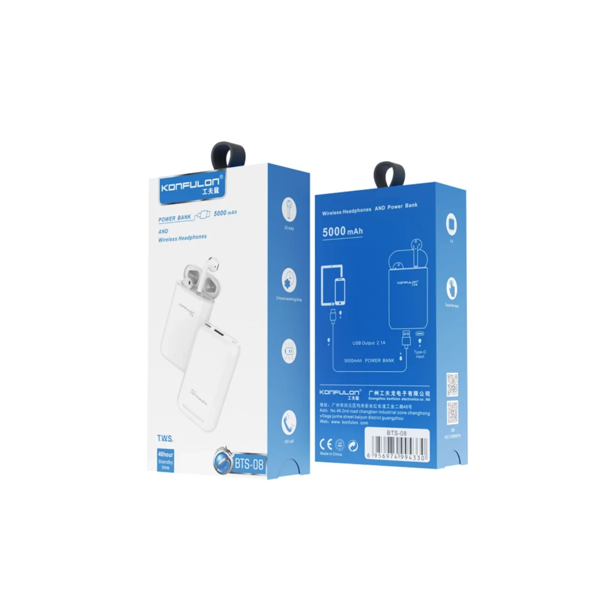 Konfulon BTS08 Kablosuz Airpods Kulaklık Powerbank 5.000 mAh