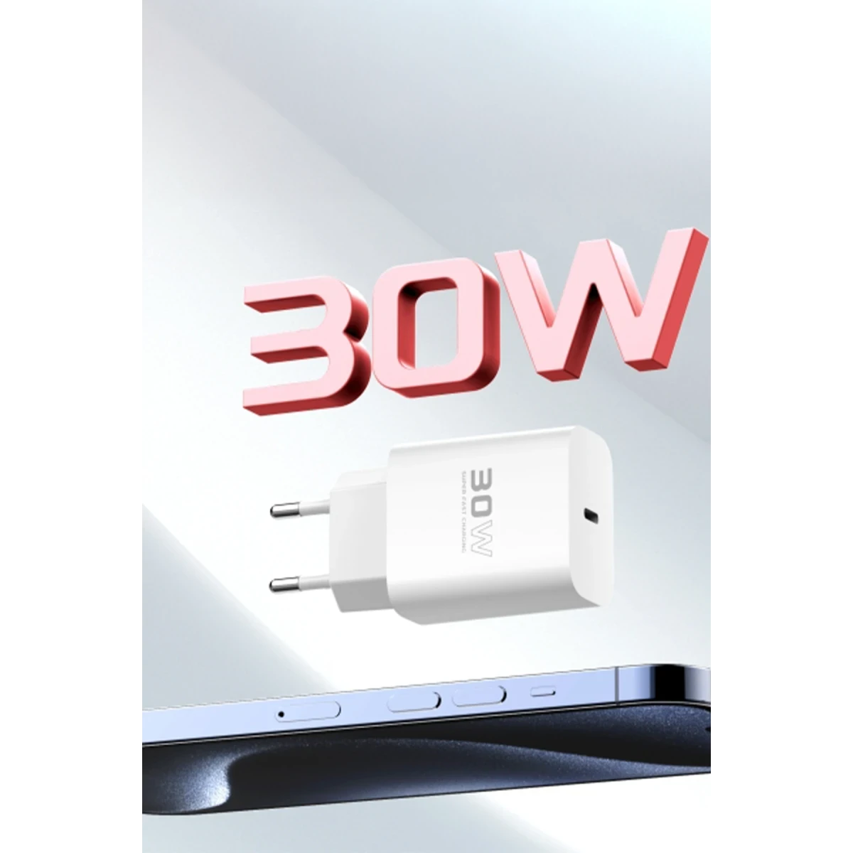 Konfulon C87C 30W Type-C Çıkışlı Ekstra DL50 1M Type-C to Lightning Kablolu PD Şarj Cihazı - Beyaz