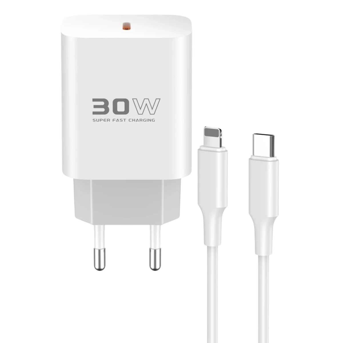 Konfulon C87C 30W Type-C Çıkışlı Ekstra DL50 1M Type-C to Lightning Kablolu PD Şarj Cihazı - Beyaz