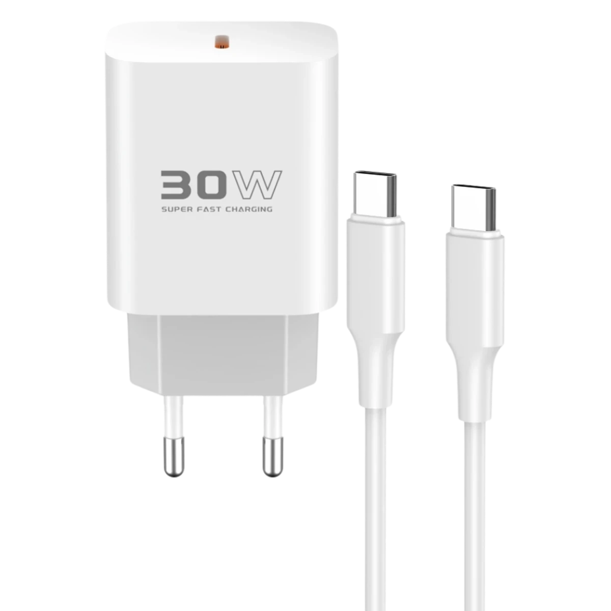 Konfulon C87C 30W Type-C Çıkışlı Ekstra DL51 1M Type-C to Type-C Kablolu PD Şarj Cihazı - Beyaz