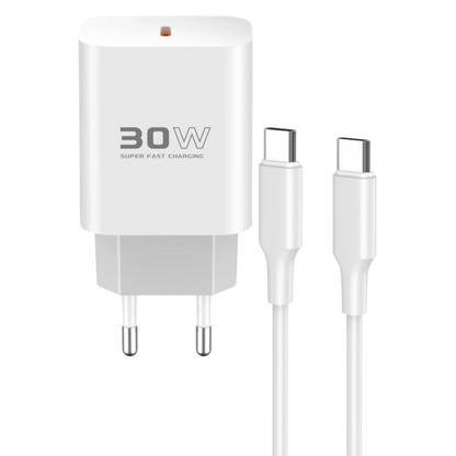 Konfulon C87C 30W Type-C Çıkışlı Ekstra DL51 1M Type-C to Type-C Kablolu PD Şarj Cihazı - Beyaz