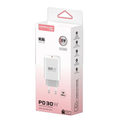 Konfulon C87C 30W Type-C Çıkışlı Ekstra DL51 1M Type-C to Type-C Kablolu PD Şarj Cihazı
