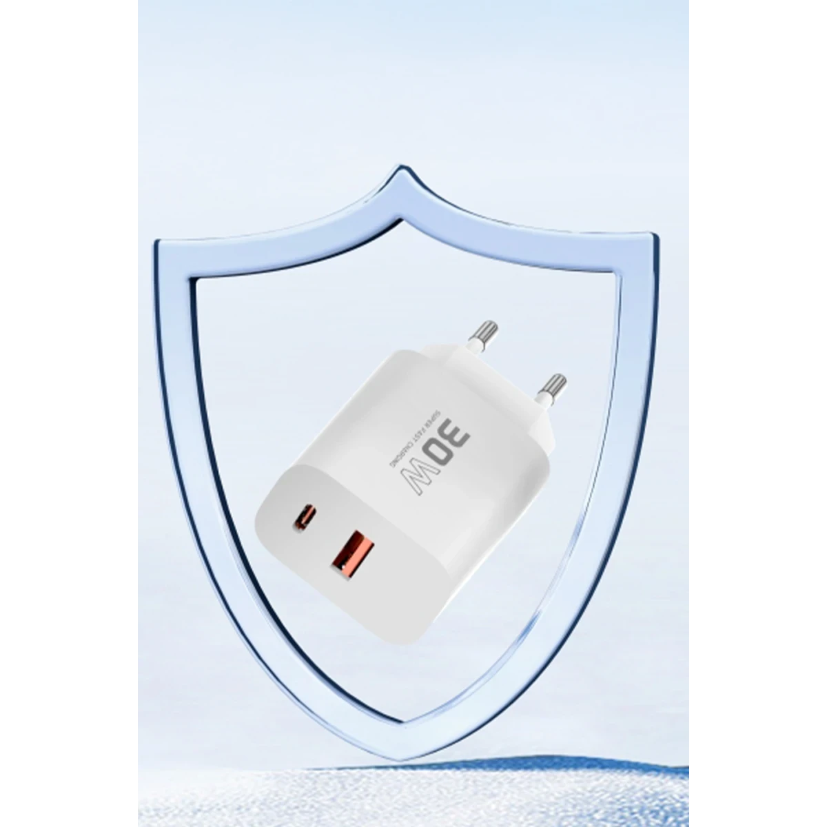 Konfulon C89Q 1 Adet 30W Type-C ve 1 Adet 22.5W USB Çıkışlı Ekstra DL48 1M USB to Lightning Kablolu PD Şarj Cihazı - Beyaz