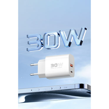 Konfulon C89Q 1 Adet 30W Type-C ve 1 Adet 22.5W USB Çıkışlı Ekstra DL49 1M USB to Type-C Kablolu PD Şarj Cihazı