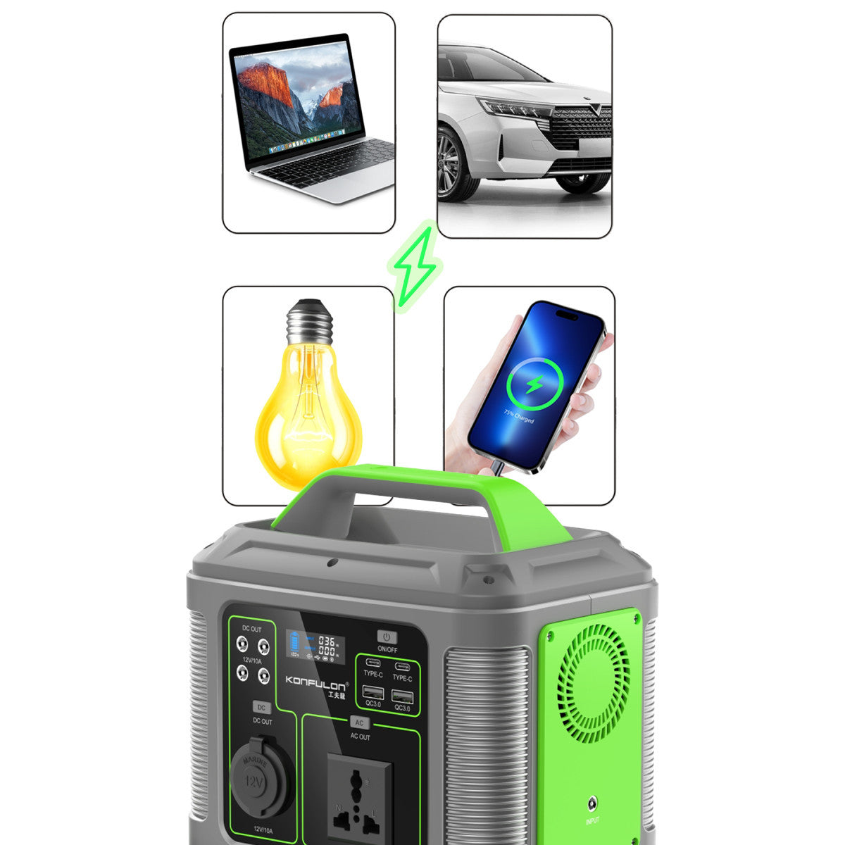 Konfulon CN04 Powerbank 300W 60.000 mAh 5W Led Işıklı Kamp Şarj PD 60W