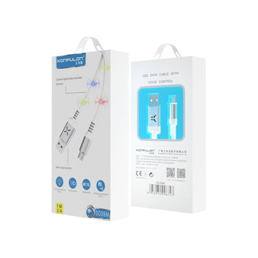 Konfulon DC09 Ses Duyarlı Işıklı Micro USB Kablo 1M 2A