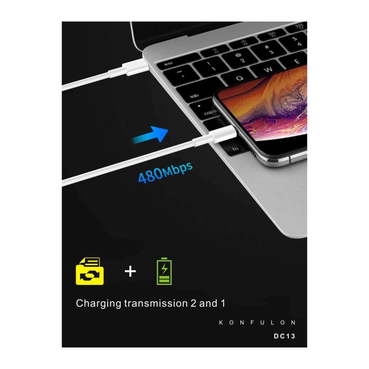 Konfulon DC13 1M 20W Type-C to Lightning Kablo iphone Uyumlu