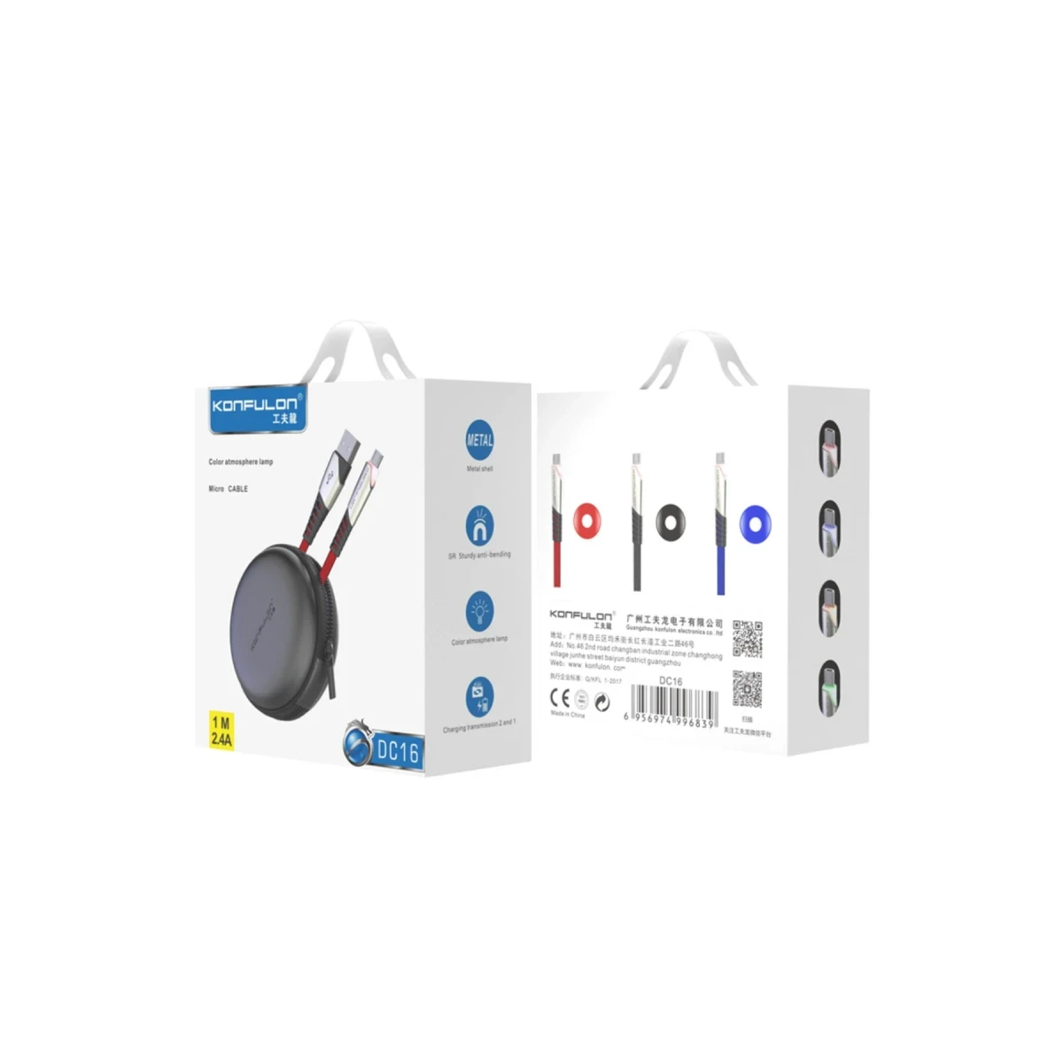 Konfulon DC16 Micro USB Kablo 1M 2.4A - Mavi