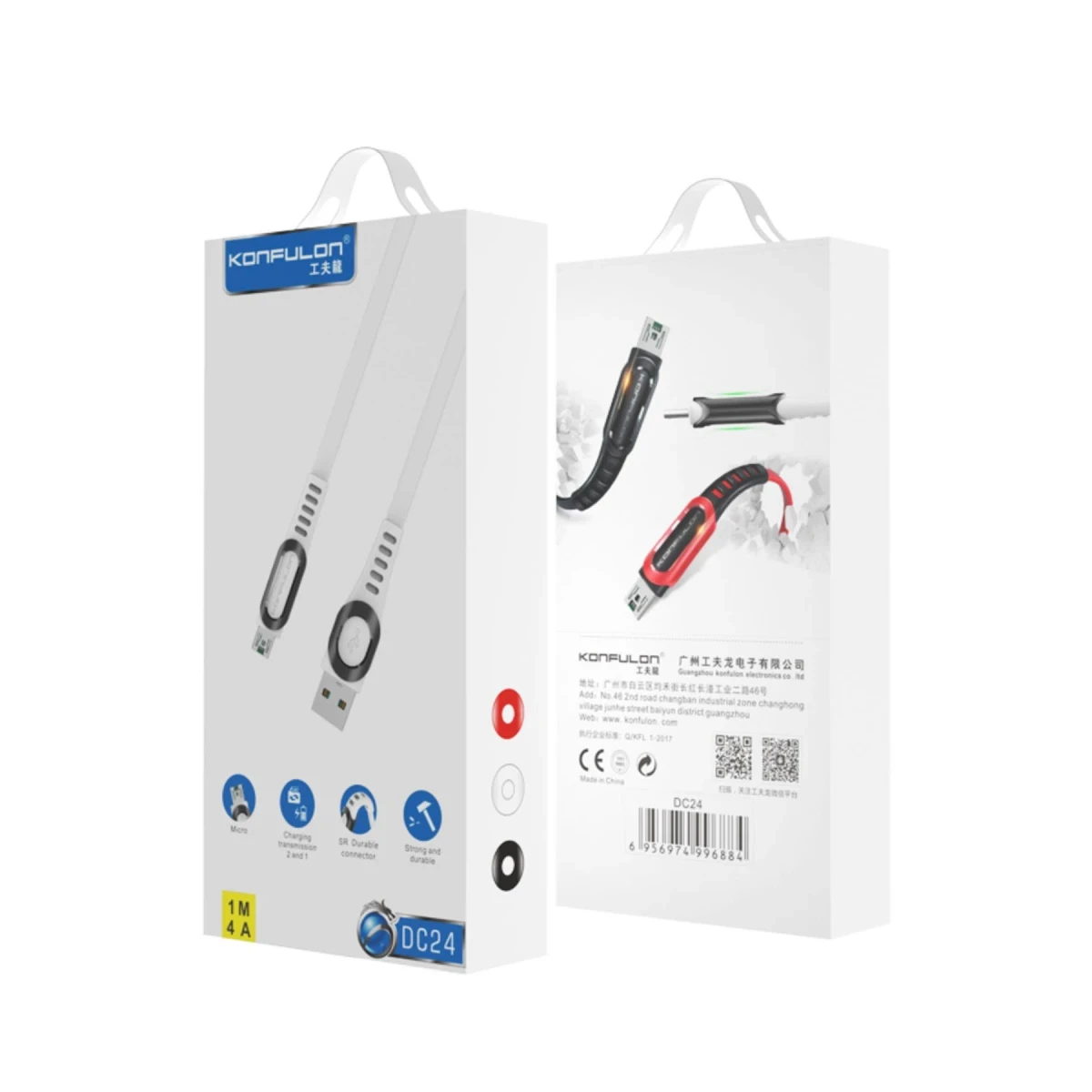 Konfulon DC24 Micro USB Kablo 1.2M 4A - Kırmızı