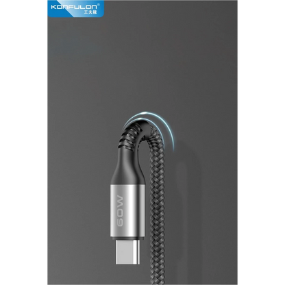Konfulon DC62 3in1 Type-C to 60W Type-C / 12W Lightning / 15W Micro 1.2M Hızlı Şarj Kablo - Siyah