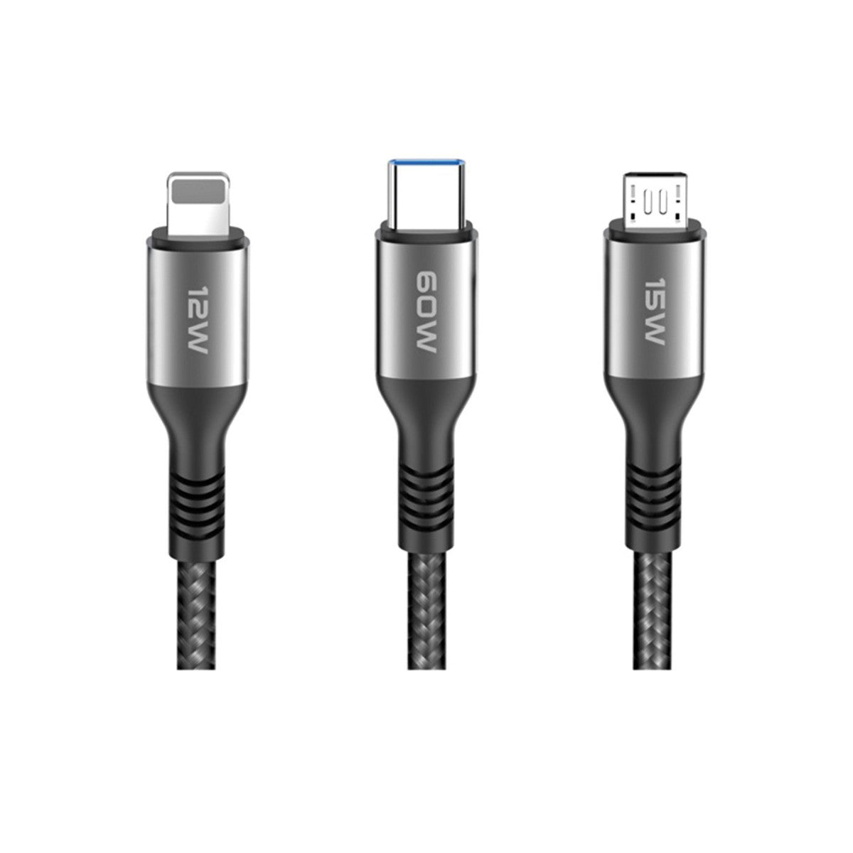 Konfulon DC62 3in1 Type-C to 60W Type-C / 12W Lightning / 15W Micro 1.2M Hızlı Şarj Kablo