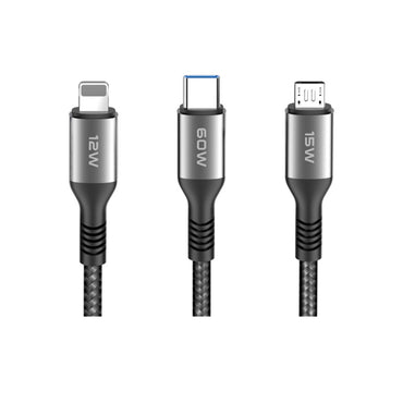 Konfulon DC62 3in1 Type-C to 60W Type-C / 12W Lightning / 15W Micro 1.2M Hızlı Şarj Kablo
