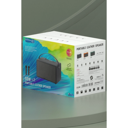 Konfulon F32 2x50W Sürücülü 2 Adet Mikrofonlu BT 5.2 Kablosuz Hoparlör - Siyah